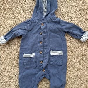 Carter's Blue Striped Hooded Onesie